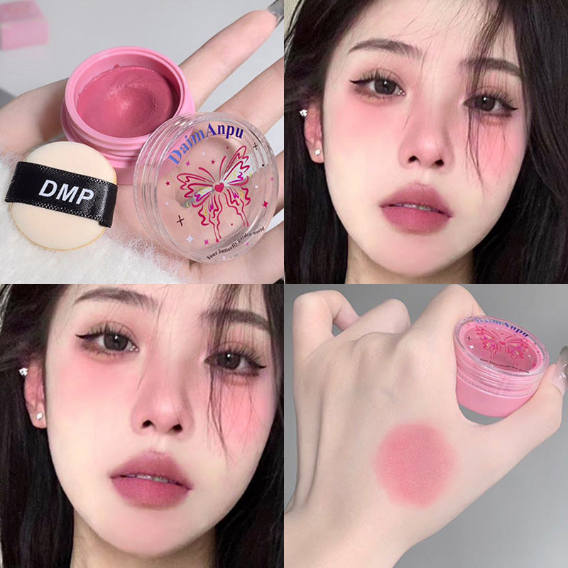 Korea Air Sense Blush Mud Mousse Blush Palette Rose Cherry Cheek Tint Blusher with Puff Makeup Matte Peach Rouge Contour Shadow