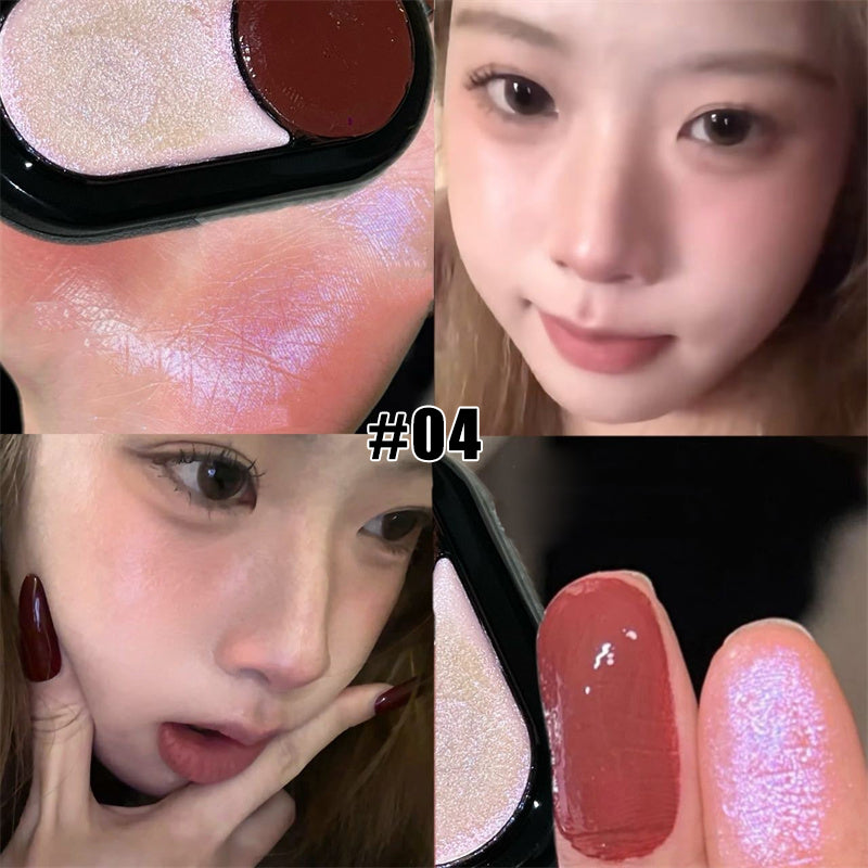 Multi-Use Two-color Blusher Pearlescent Matte Highlight Contour Makeup Natural Nude Blush Lipstick Eye Shadow Brightening Cream