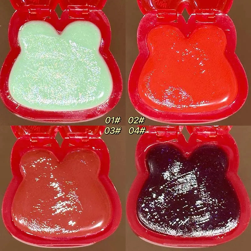 Cute Rabbit Water Gloss Cheek Cream Monochrome Blush Paste Mud Pink Tint Brighten Cheek Contour Rouge Waterproof Makeup Blusher