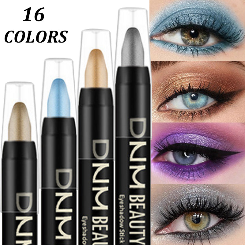 16 Colors Pearlescent Eyeshadow Sticks High Pigmented Eyeshadow Pencil Glitter Waterproof Long-Lasting Non-Smudged