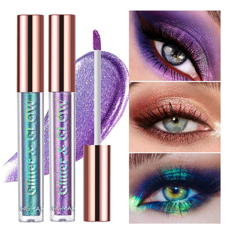 Women Pearlescent Face Liquid Eyeshadow Highlighter Shiny Eyeliner Glitter Eyeshadow Waterproof Brighten Eyes Makeup