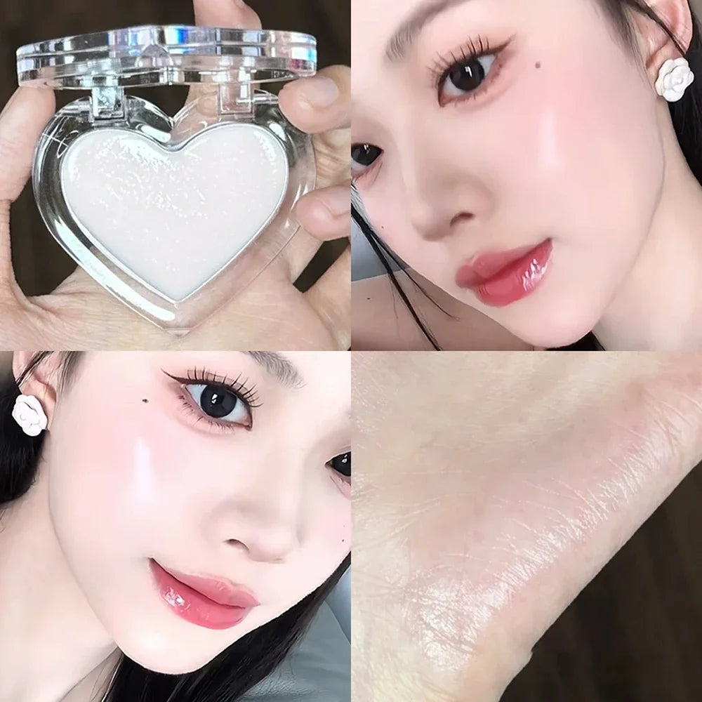 Peach Pink Sparkling High Gloss Powder Highlighter Palette Face Contour Brighten Expansive Jelly Blush Paste Illuminate Makeup