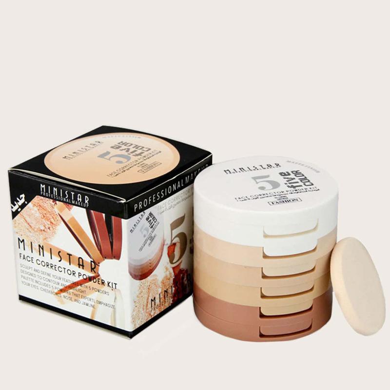 Concealer Contouring Powder 5 Color 5 Decked Powder Tower Brightening Skin Tone Oil Control Makeup Loose Powder Setting Powder