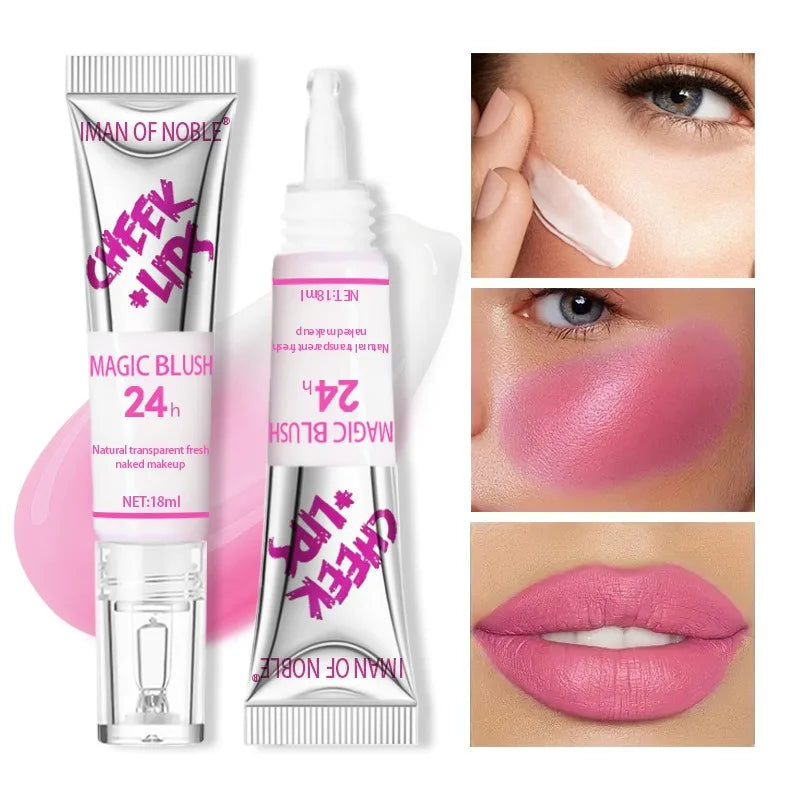 2-in-1 Color-Changing Liquid Blush & Lip Tint Natural Rosy Glow 24H Waterproof Sweat-Proof Long-Lasting Flush Cheeks & Lips