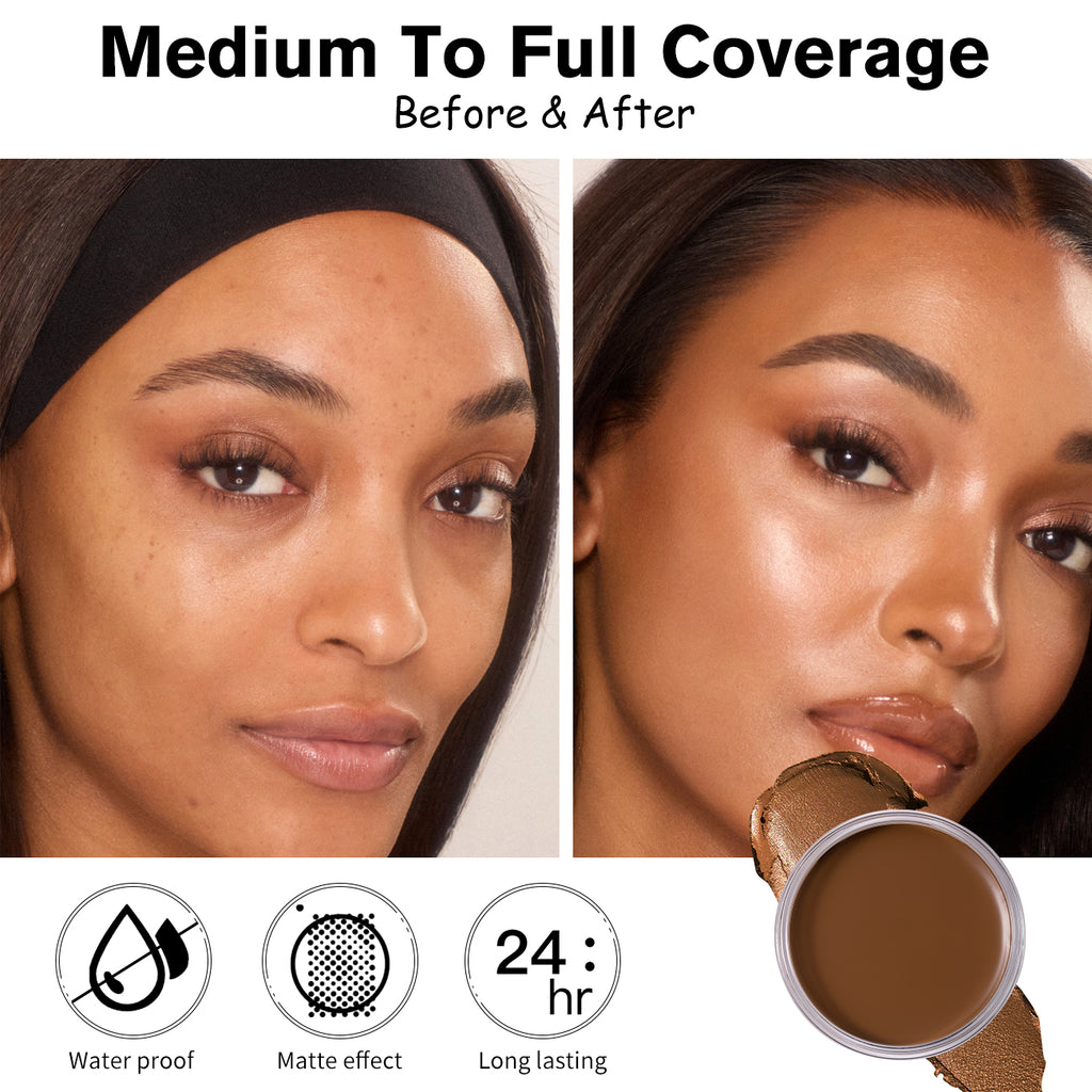 Waterproof Foundation Full Coverage Oil-control Matte Velvet Nourishing Flawless Cream Foundation  0.7oz Cream Bronzer Makeup