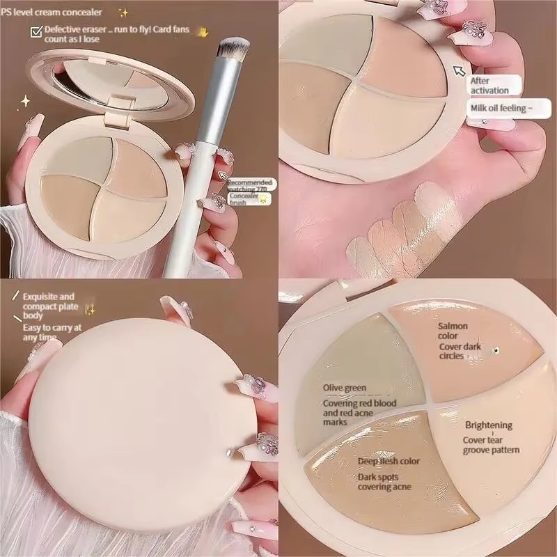 Four-Color Concealer Cream Moisturizing Concealer for Dark Circles,Brightening,Multi-Color Contouring,Foundation Cream