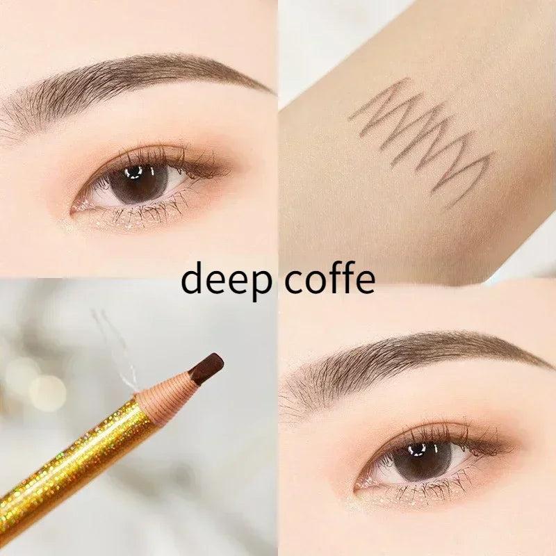 Eyebrow Pencil Waterproof and Non-smudge Genuine Wood Hard Core Wholesale Wood Eyebrow Pencil Eyebrow Pen Golden