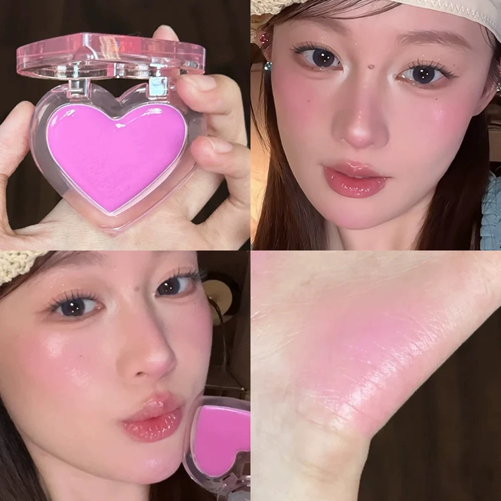 Peach Pink Sparkling High Gloss Powder Highlighter Palette Face Contour Brighten Expansive Jelly Blush Paste Illuminate Makeup