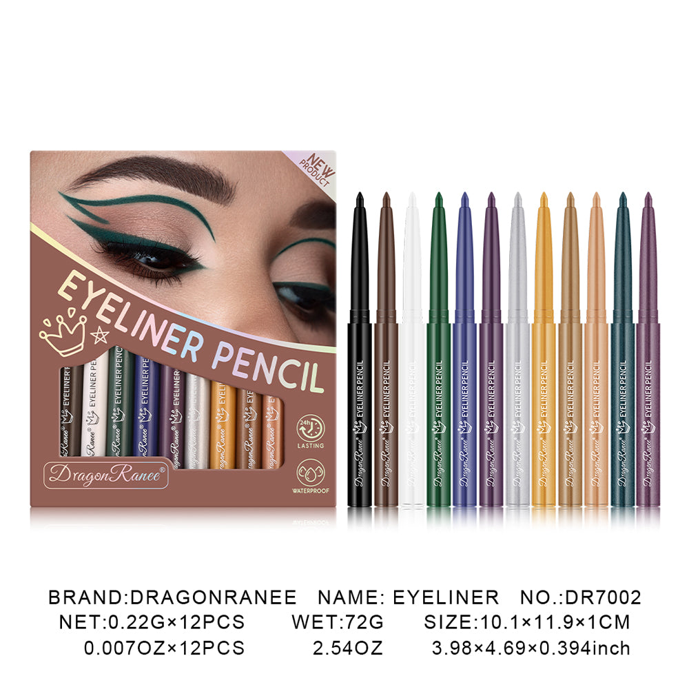 12-Piece Colorful Eyeliner Set  Waterproof   Non-Smudged  Non-Irritating  Long-Lasting Makeup Effect   Multi-Colorful Holiday Performance Stage Eyeliner Set Gift Set