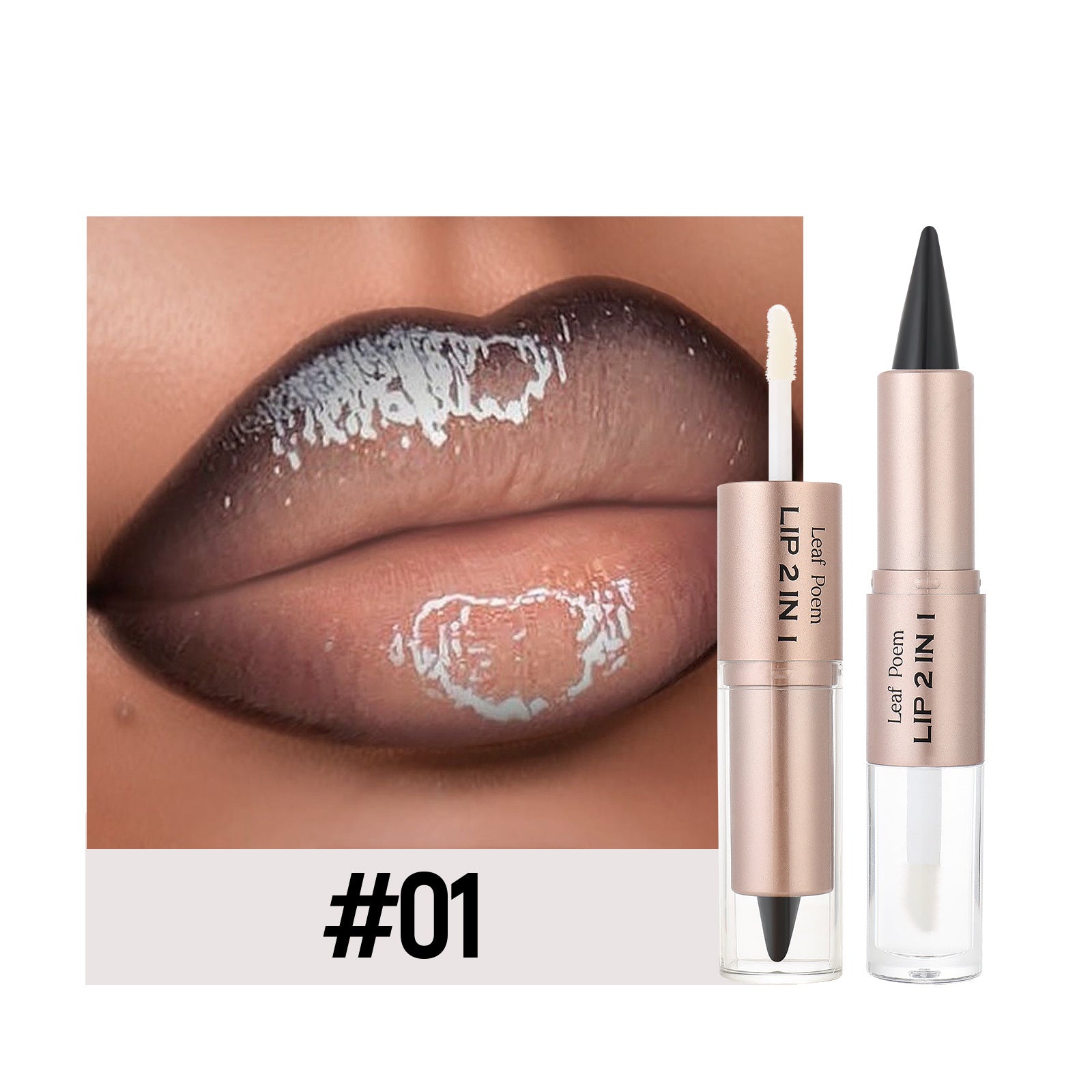 2-in-1 Double Head Lipstick Milk Tea Bean Paste Single Head Mirror Lip Gloss Oil Sexy Lip Makeup Cosmetics 3.5G+2.5G