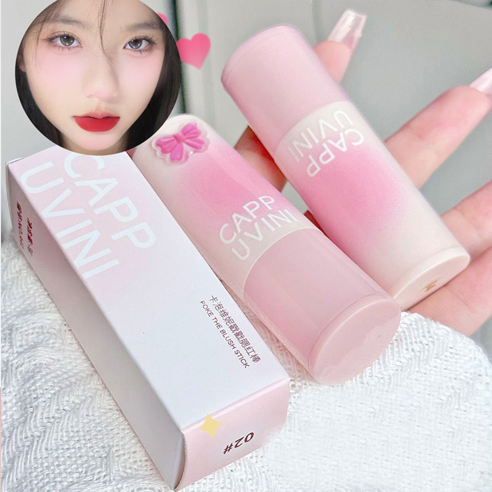 Blush Stick Soft Face Brightening Contouring Shadow Blusher Powder Peach Pinkish Cheek Tint Korean Makeup Cosmetics
