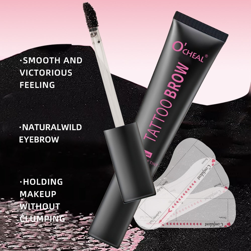 Waterproof Tattoo Brow Peel Off Tint with Stencils - Semi-Permanent Eyebrow Tint Lasts Up to 3 Days Easy to Apply Brow Makeup