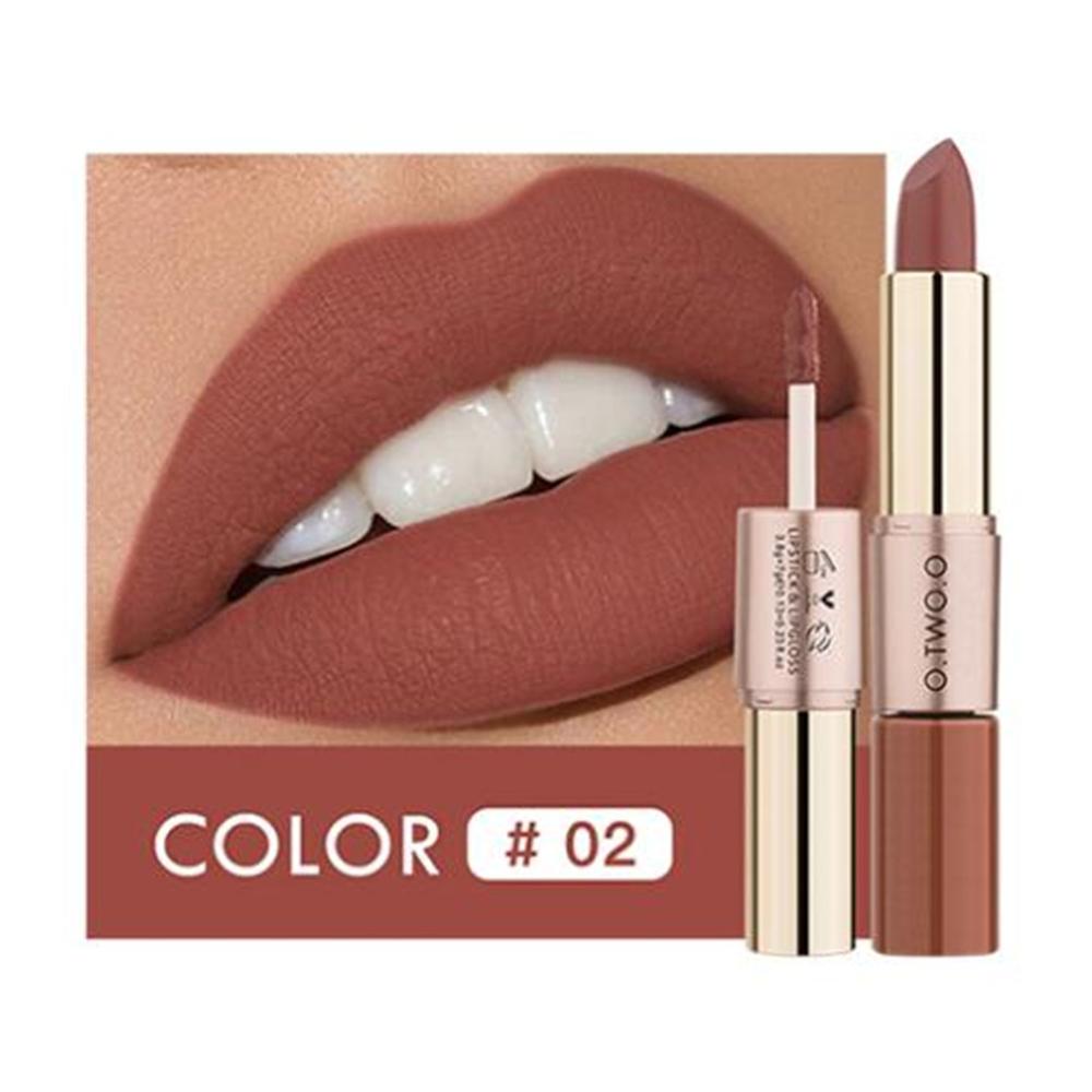 O.TWO.O 2 in 1 Matte Lipstick Lip Gloss Cosmetics Waterproof Pintalabios Batom Mate Lips Makeup Rouge  Lip Stick