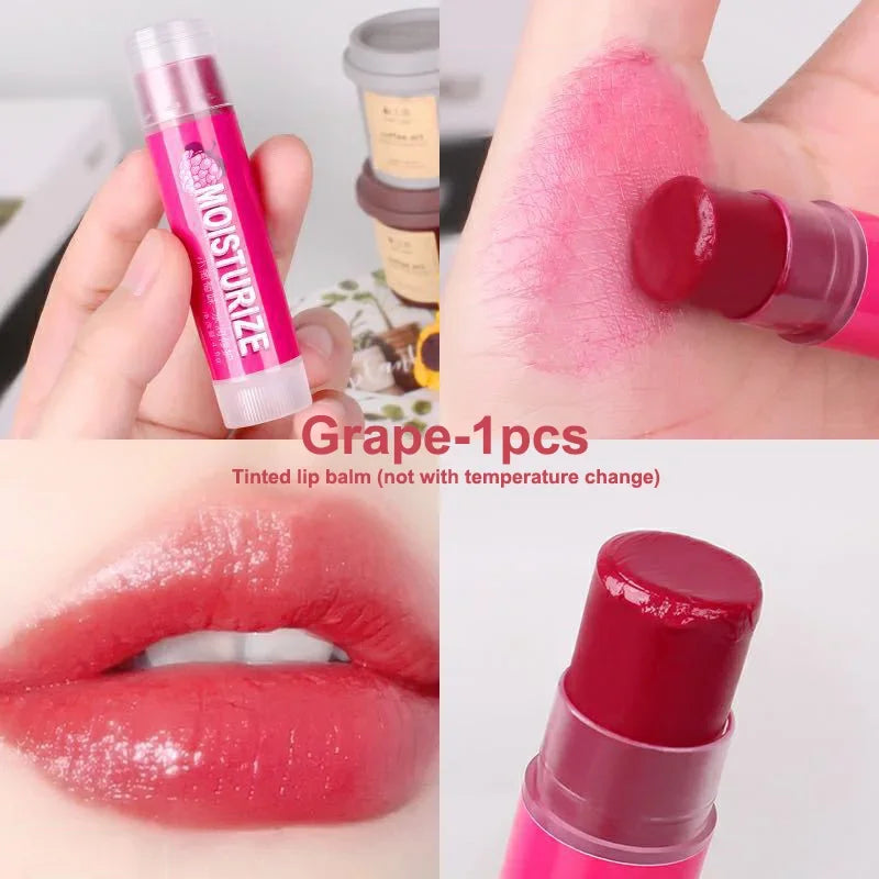 Fruit Lip Balm Set Moisturizing Clear Lip Primer Mask Cute Jelly Tinted Lip Gloss Stick Lighten Lines Plump Lips Care