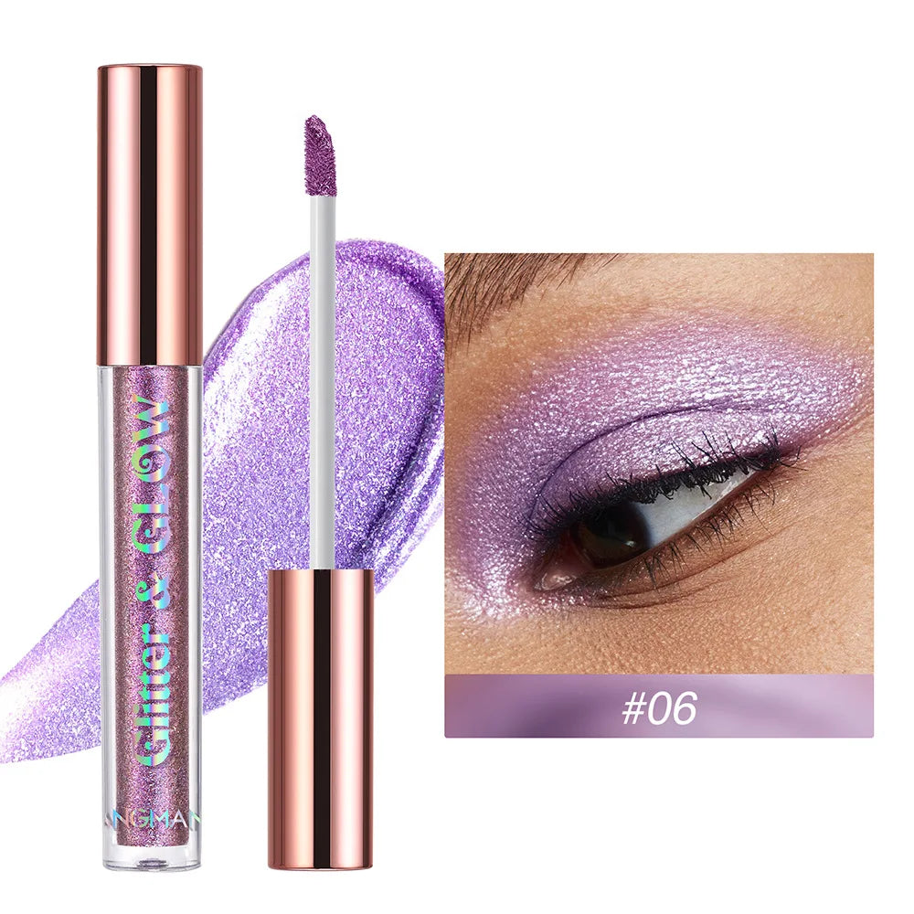 Women Pearlescent Face Liquid Eyeshadow Highlighter Shiny Eyeliner Glitter Eyeshadow Waterproof Brighten Eyes Makeup