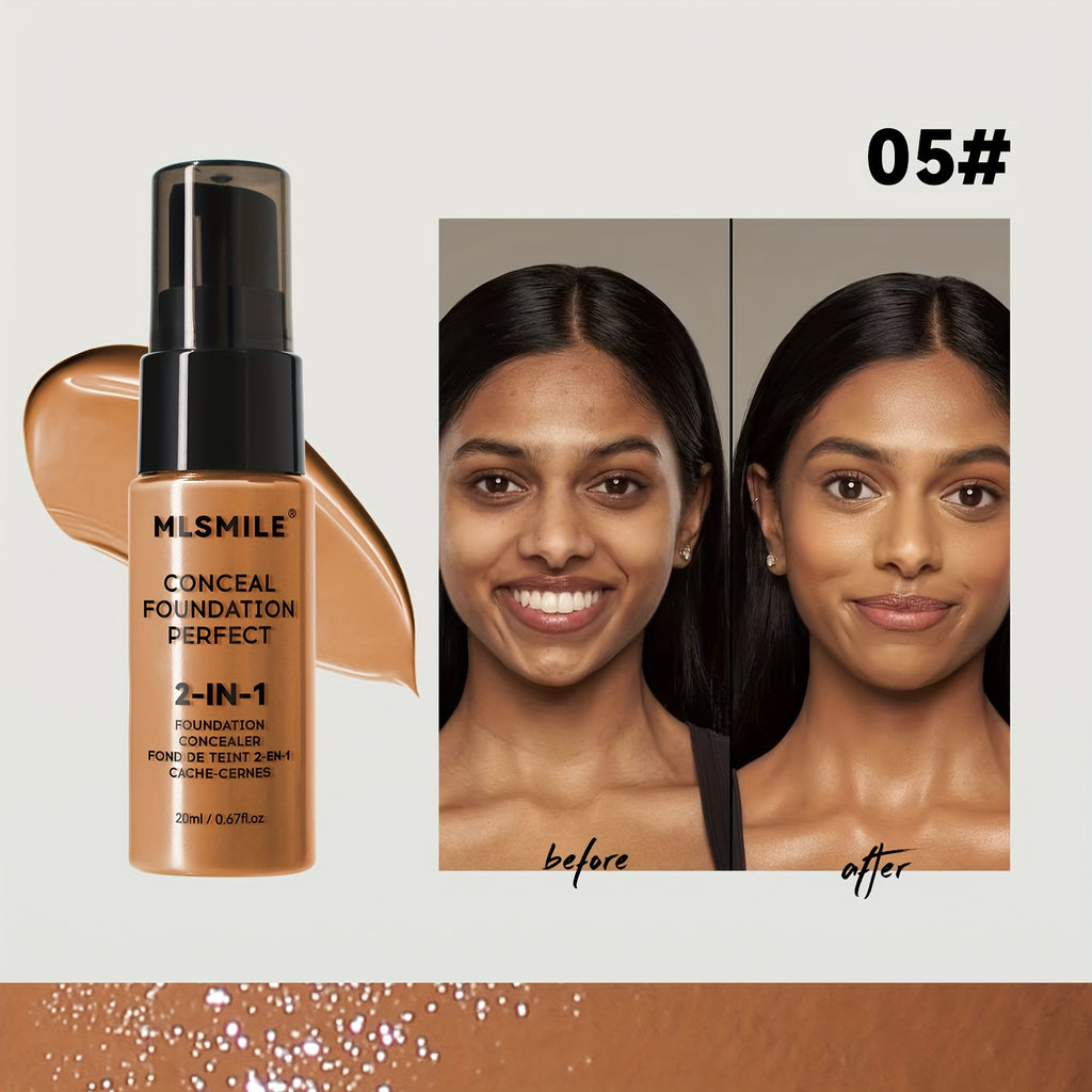 2-In-1 Oil Control Liquid Foundation And Conceal Full Coverage Long Lasting Waterproof  Hydrating And Brightening Concealer