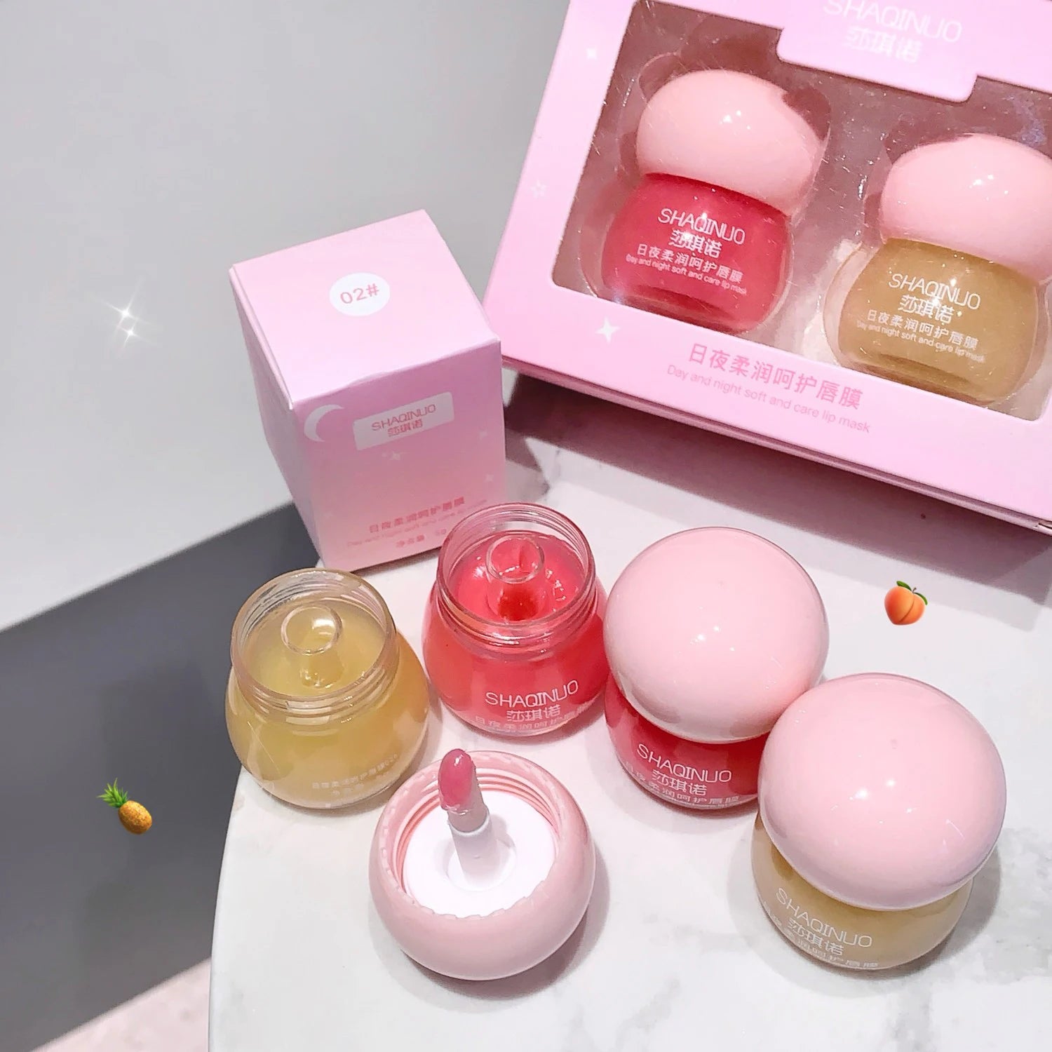 1/2Pc Lightweight Lip Mask Fruit Lip Balm Lasting Moisturizing Clear Lips Oil Non-sticky Lips Care Serum Primer Lip Gloss Makeup