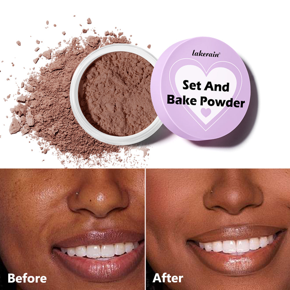 Long Lasting Bake Setting Powder and Puff Puff Pass Set 5 Colors Oil-Absorbing Matte Finish Locks Setting Face Cosmetics kimchi