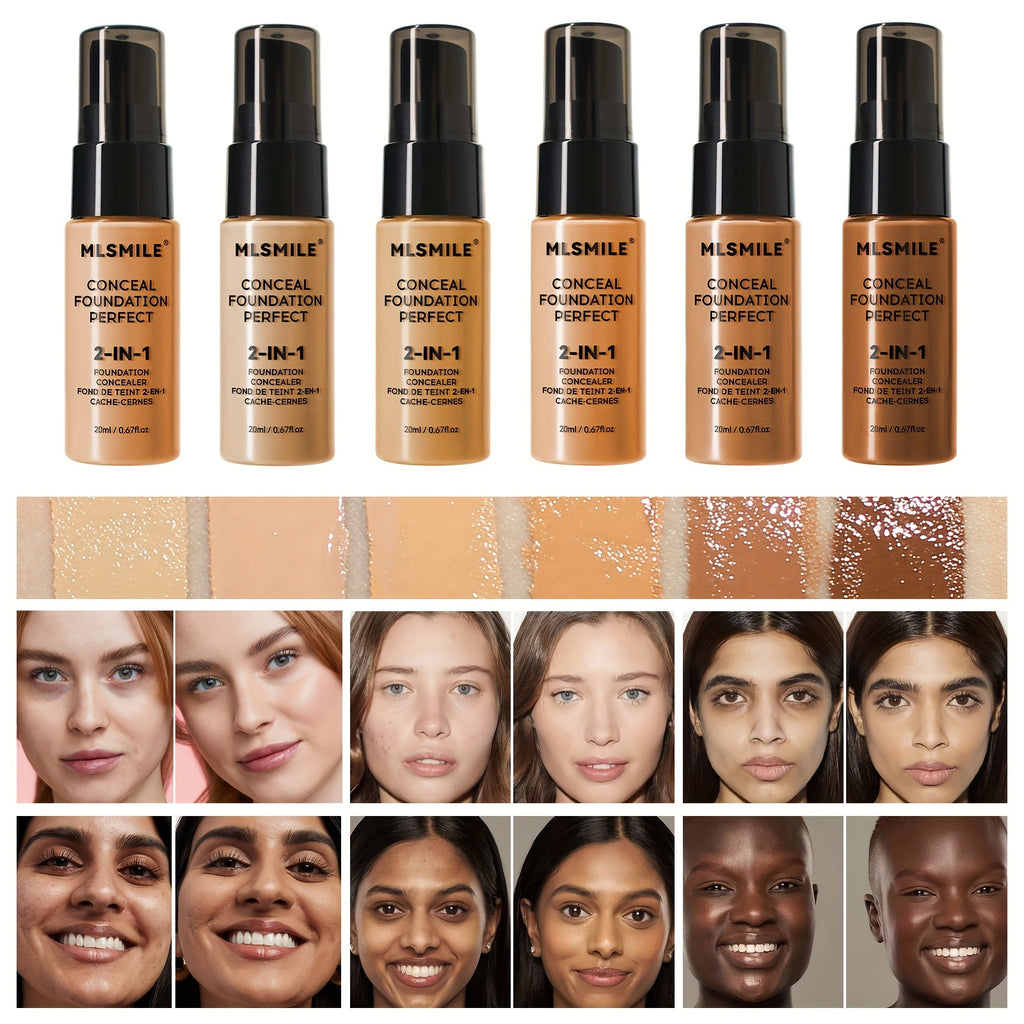 2-In-1 Oil Control Liquid Foundation And Conceal Full Coverage Long Lasting Waterproof  Hydrating And Brightening Concealer