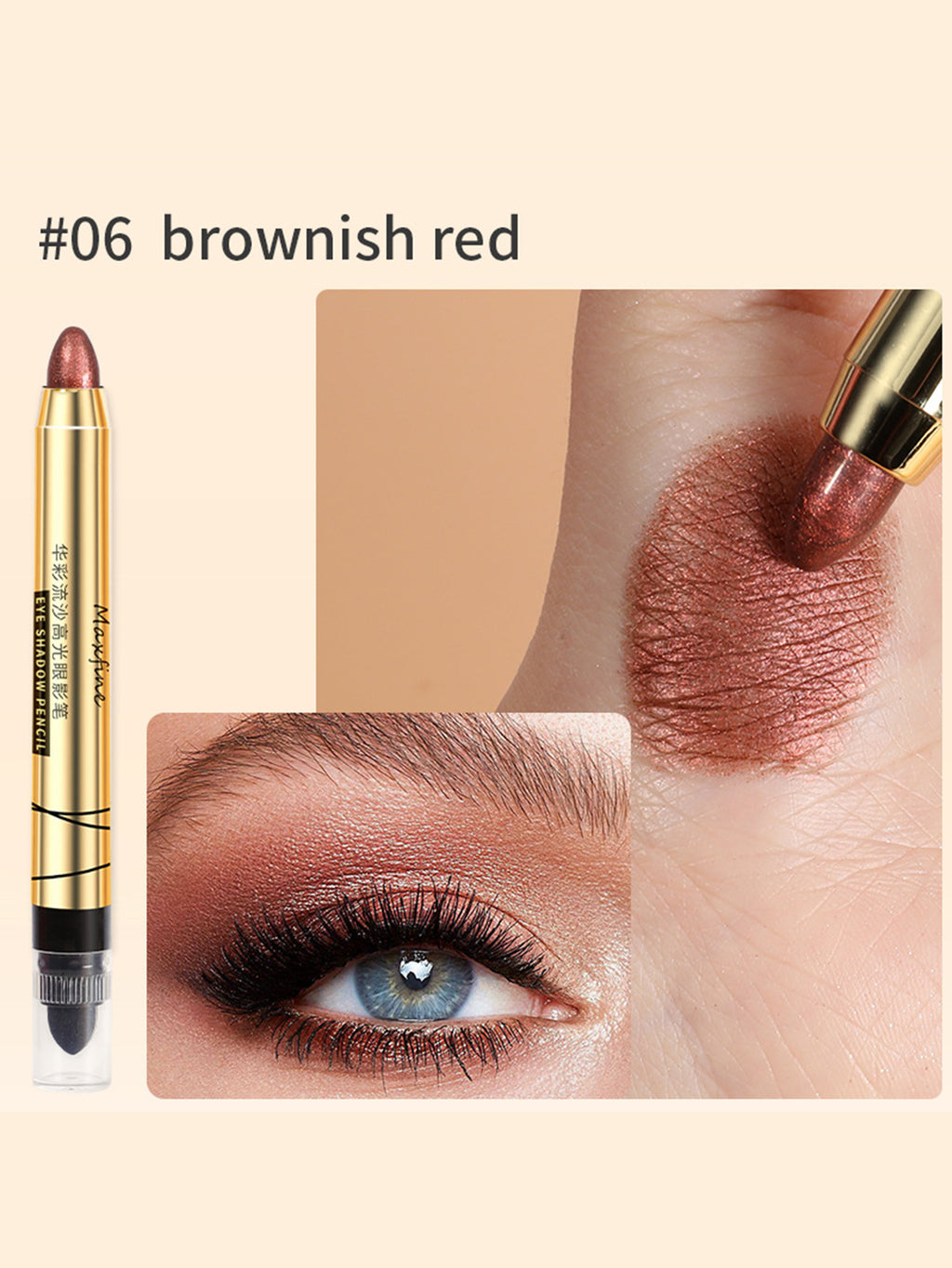 High Gloss Eyeshadow Pencil Double End Beads Bright Flash Eyeshadow Stick Anti Sweat Long Acting High Color Eyeshadow