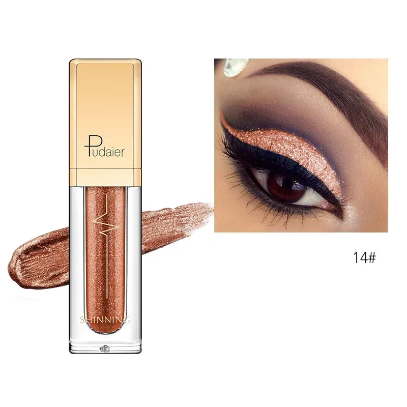 New Liquid Eyeshadow Waterproof Glitter Pigments Purple Gold Metalic Women Beauty Gel Eye Shadow Cream 18 Colors Makeup