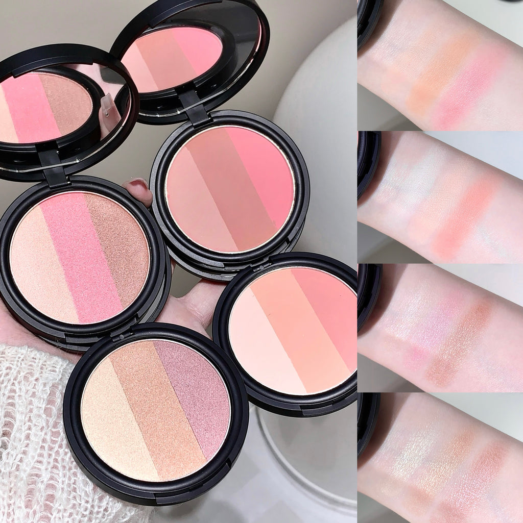 Three-color Blush Matte Pearlescent Contouring and Long-lasting Powder Delicate Three-Color Rouge