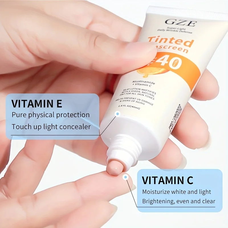 Vitamin C Tinted Sunscreen with SPF 40 | Hydrating Mineral Sunscreen With Zinc Oxide & Titanium Dioxide | Healthy Glow
