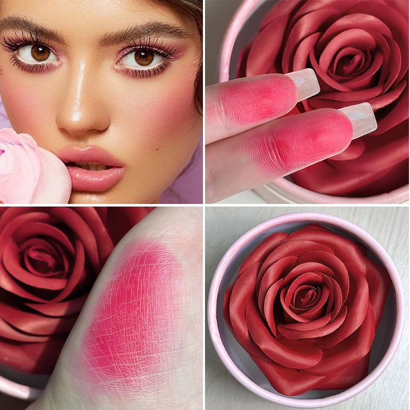 4-Shade Rose Petal Blush 3D petal rose Makeup Blush gift highlighter Blusher Makeup Products real Rose Flower Blush Cosmetics