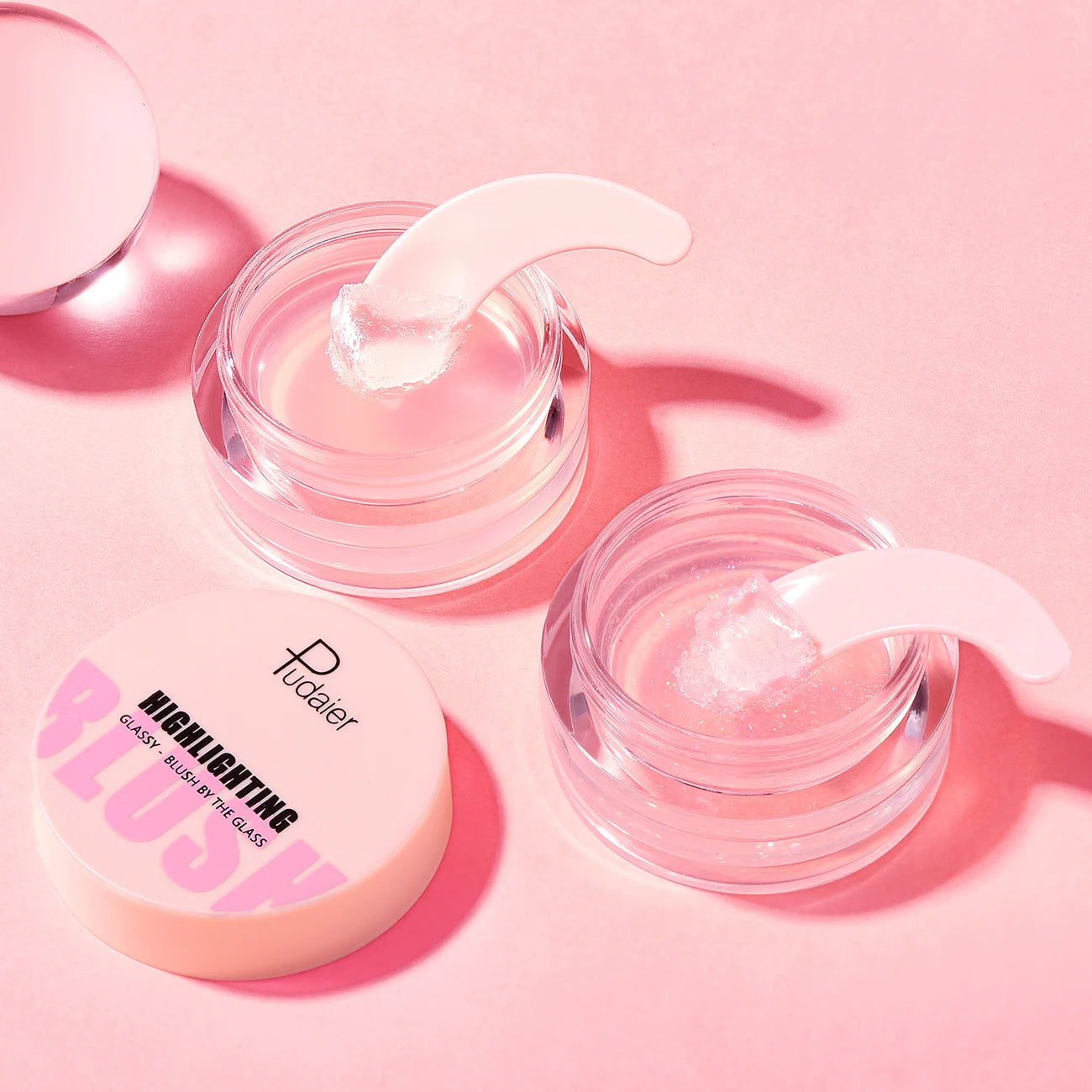 Glassy Blush Gel Temperature Changing Color Peach Cheek Tint Clear Glitter Long Lasting Makeup Rouge Eyeshadow Make Up Tool 10g