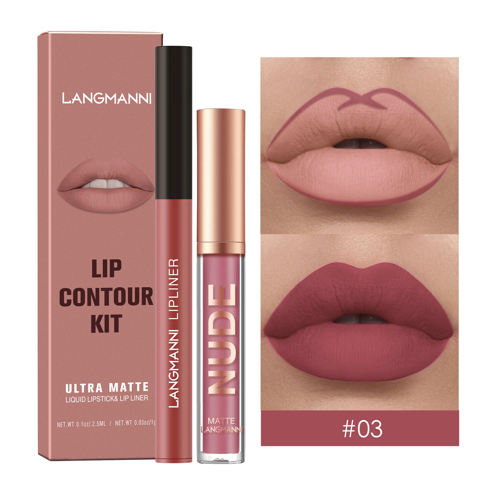 Waterproof Lasting Matte Velvet Lip Gloss Lip Liner Set 2pcs/set Lipliner Pen and Lip Gloss Combination Set Lips Contour Makeup