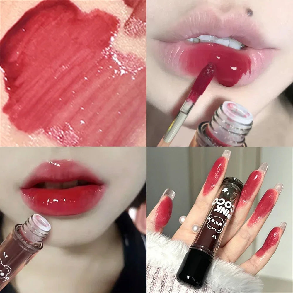 Dark Red Brown Mirror Lip Glaze Water Light Moisturizing Non-Fading Lip Gloss Highly Pigmented Sexy Liquid Lipstick Lip Cosmetic