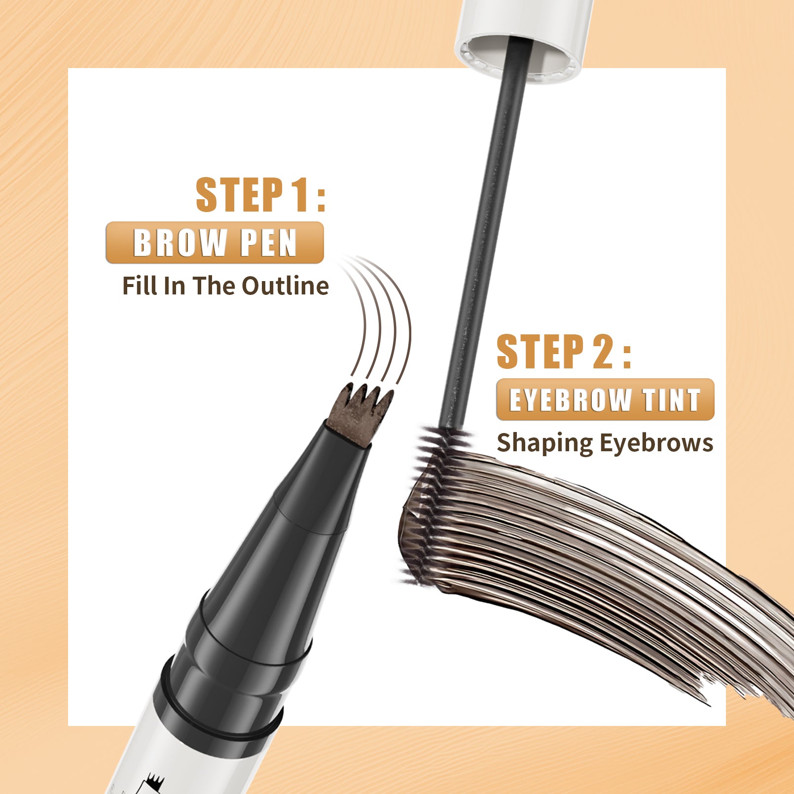 Waterproof Eyebrow Pen 2-in-1 Eyebrow Pencil And Tint Microblading Eyebrow Pencil with 4 Split Head for Perfect Brows