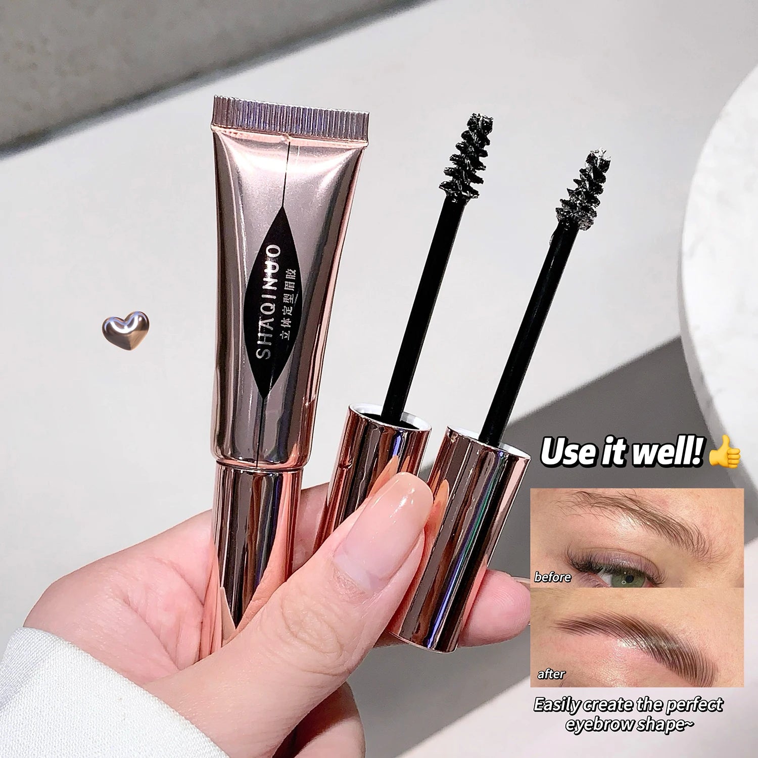 Eyebrow Styling Gel Easy to Shape & Long-Lasting Hold, Small Brush for Effortless Application, Naturally Colored for Al