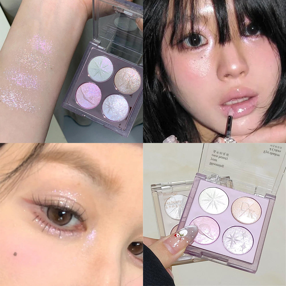 Christmas Planet Diamond Glitter 4-Color Eyeshadow Palette Luxurious Pearly Luminous Polarized Highlighter Brighten Eye Makeup