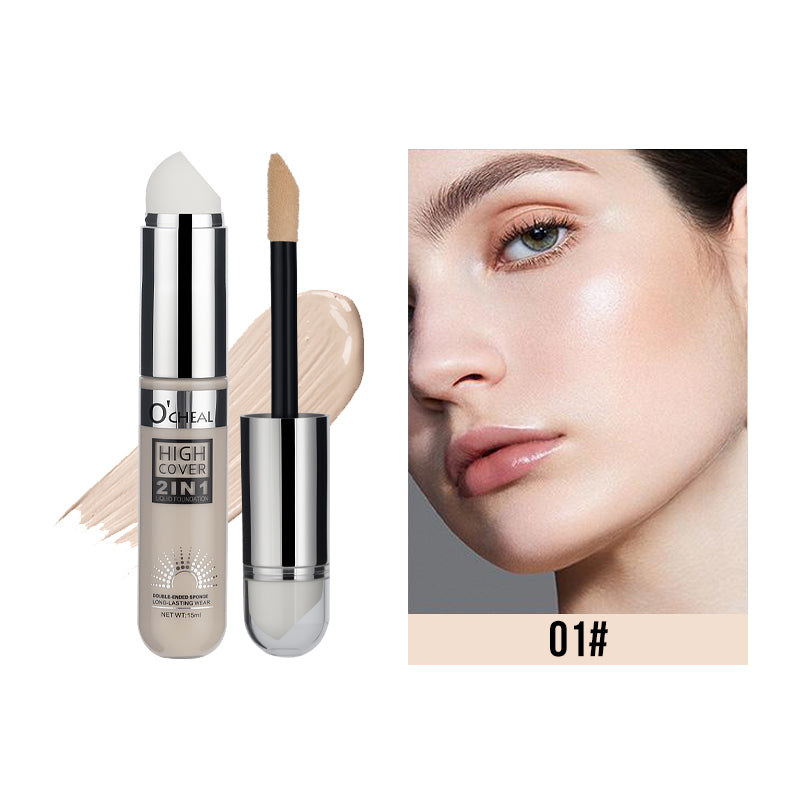High Coverage 2in1 Liquid Foundation Concealer Cream For Dark Circles Acne Waterproof Long Lasting Natural Makeup Cosmetics