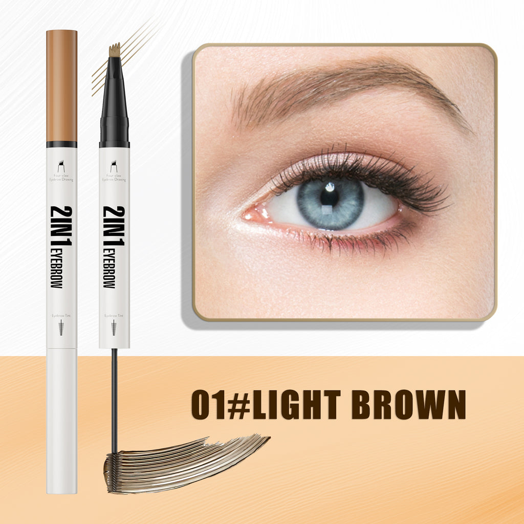 Waterproof Eyebrow Pen 2-in-1 Eyebrow Pencil And Tint Microblading Eyebrow Pencil with 4 Split Head for Perfect Brows