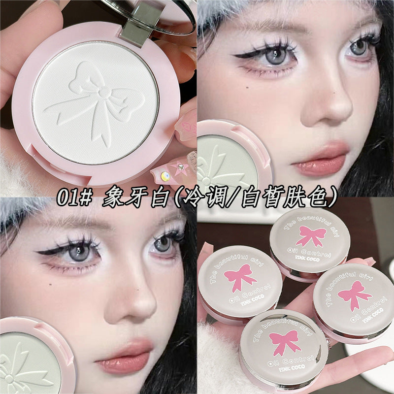 bow makeup powder oil control concealer repair plate makeup powder long-lasting waterproof powder