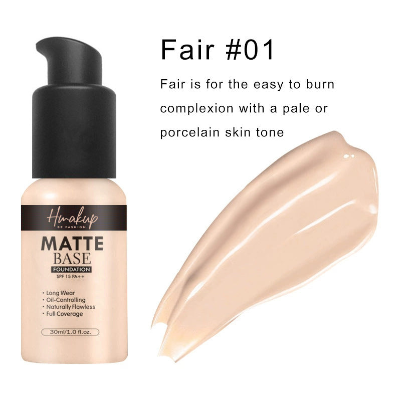 30ml 6 Colors Matte Liquid Foundation Oil Control Waterproof Lasting Full Coverage Facial Natural Concealer Base Makeup Cosmetic