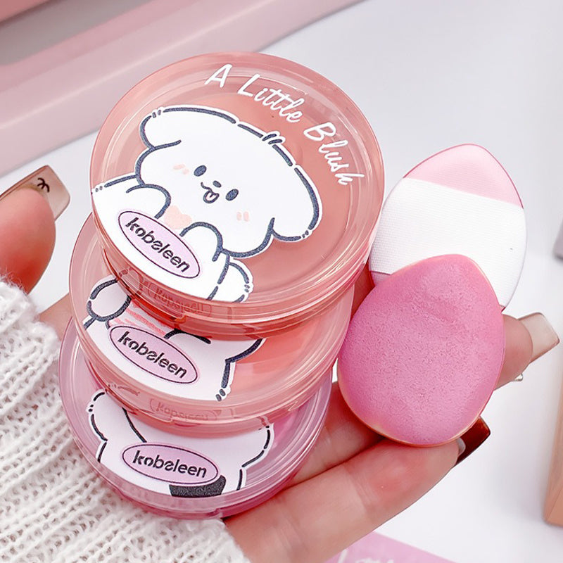 3D Relief Cat Footprint Blush Cream Cute Makeup Face Pink Blusher Tint Cheek Contour Brightens Natural Matte Mousse Rouge Puff