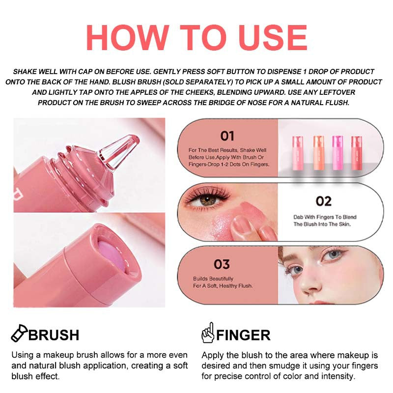 Liquid Blush Longlasting Velvet Ink Blusher Brightening Natural Rouge Multi-Purpose Matte Lipstick Eyeshadow Makeup