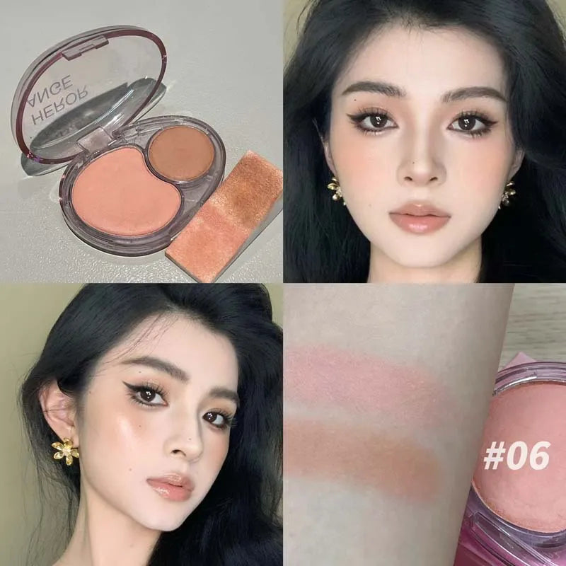 Two-tone Blusher Cream Vibrant Red Pink Cheek & Lip Mud Shrink Expansion Grey Rose Color Natural Nude Brown Makeup Matte Rouge