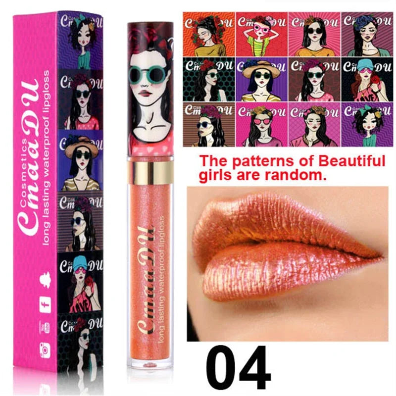 shimmer lip gloss beauty girl diamond glitter lip tint waterproof long lasting 12 color gold flash liquid lipstick makeup