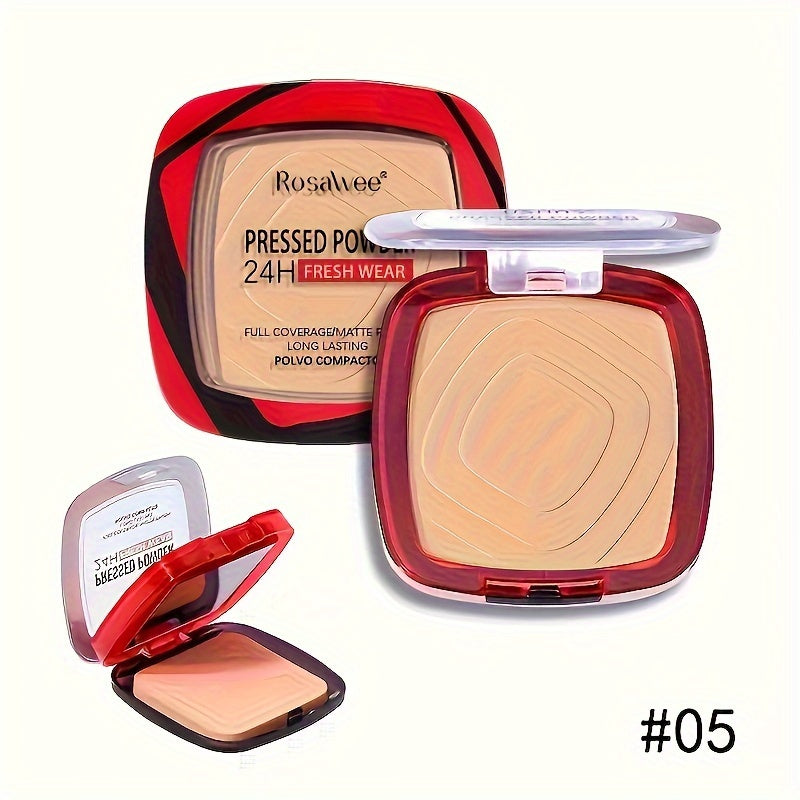 Full Coverage Pressed Powder Foundation With Puff Applicator, 24H Wear Matte Control Oil Foundation Long Lasting Face Makeup