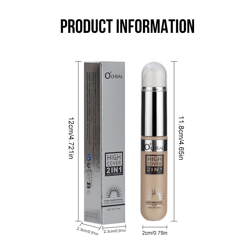 High Coverage 2in1 Liquid Foundation Concealer Cream For Dark Circles Acne Waterproof Long Lasting Natural Makeup Cosmetics