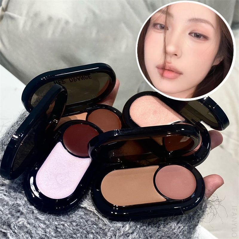 Multi-Use Two-color Blusher Pearlescent Matte Highlight Contour Makeup Natural Nude Blush Lipstick Eye Shadow Brightening Cream