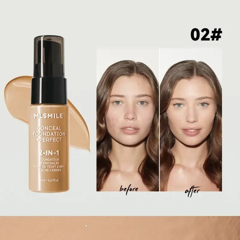 Full Coverage Matte Base Waterproof Face Foundation Cream Oil-Control Matte BB Cream Lasting Liquid Concealer Face Makeup Women