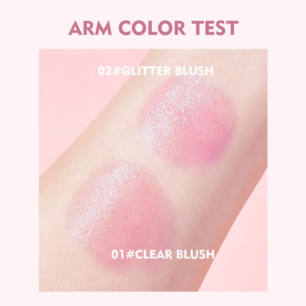 Glassy Blush Gel Temperature Changing Color Peach Cheek Tint Clear Glitter Long Lasting Makeup Rouge Eyeshadow Make Up Tool 10g
