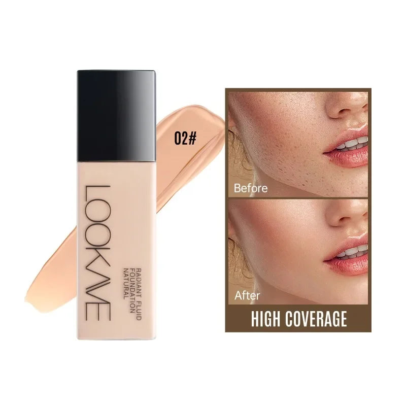 Full Cover Matte Foundation Lasting Moisturizing Brighten Concealer Liquid Foundation Waterproof  Base Makeup Cosmetics