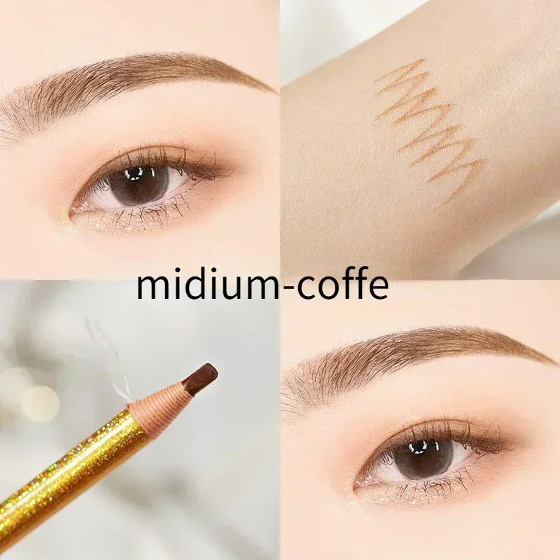 Eyebrow Pencil Waterproof and Non-smudge Genuine Wood Hard Core Wholesale Wood Eyebrow Pencil Eyebrow Pen Golden