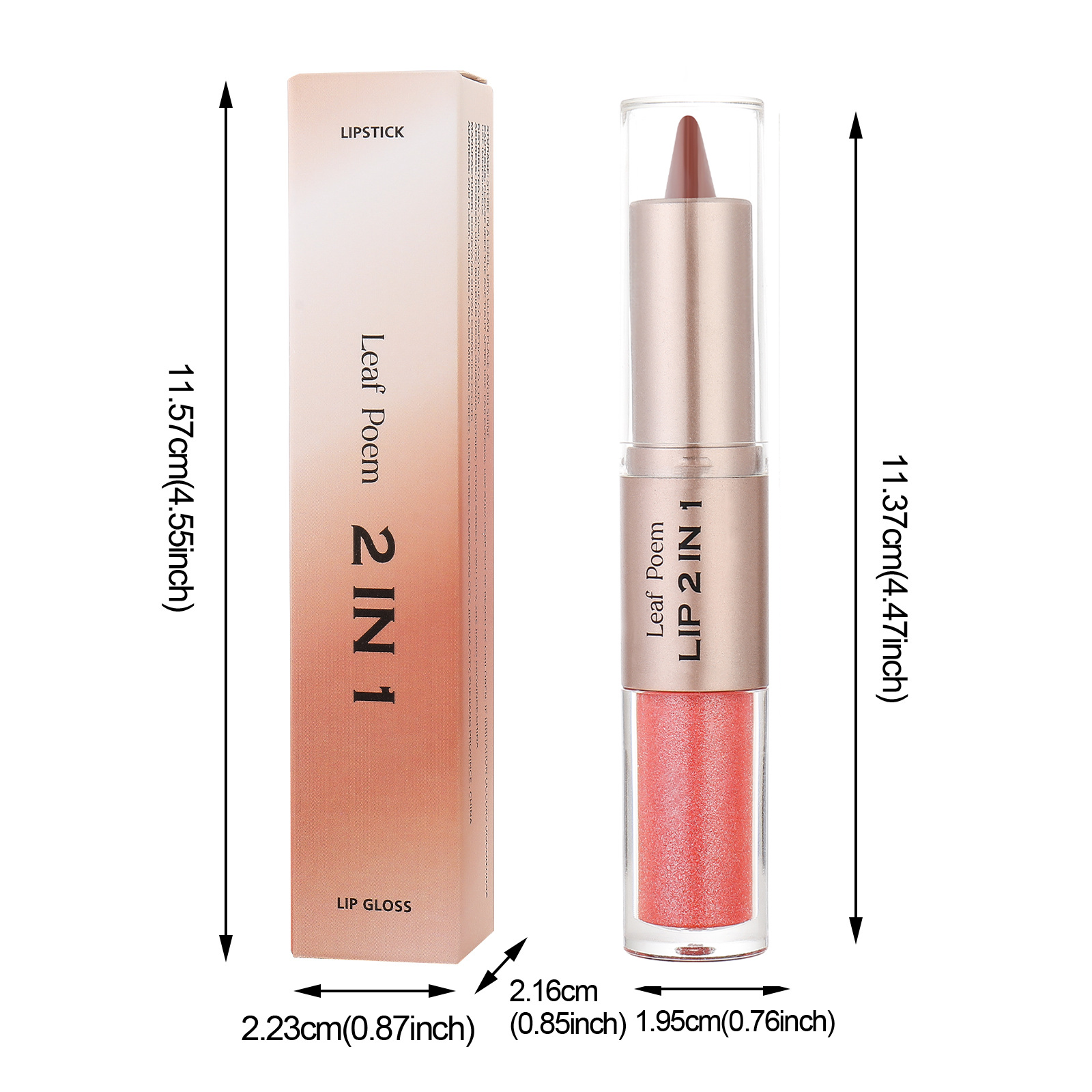 2-in-1 Double Head Lipstick Milk Tea Bean Paste Single Head Mirror Lip Gloss Oil Sexy Lip Makeup Cosmetics 3.5G+2.5G